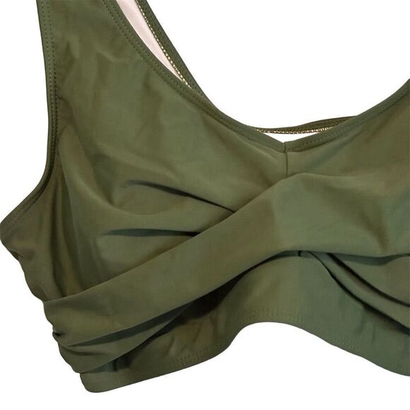 Bikini Swim Top Green Criss Cross Size XL - Picture 3 of 14